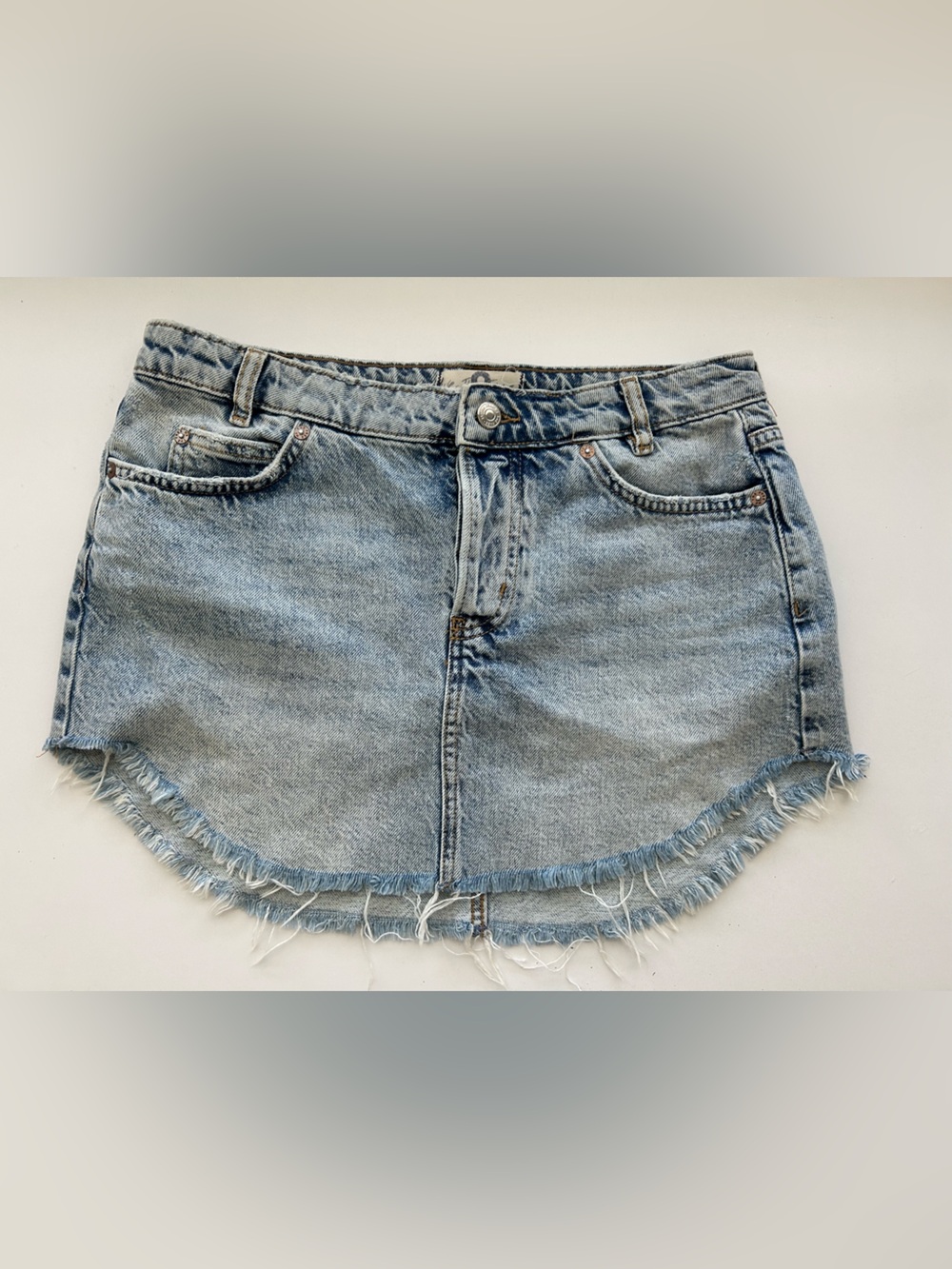 We The Free Light Blue Denim Frayed Hem High-Rise Shorts
